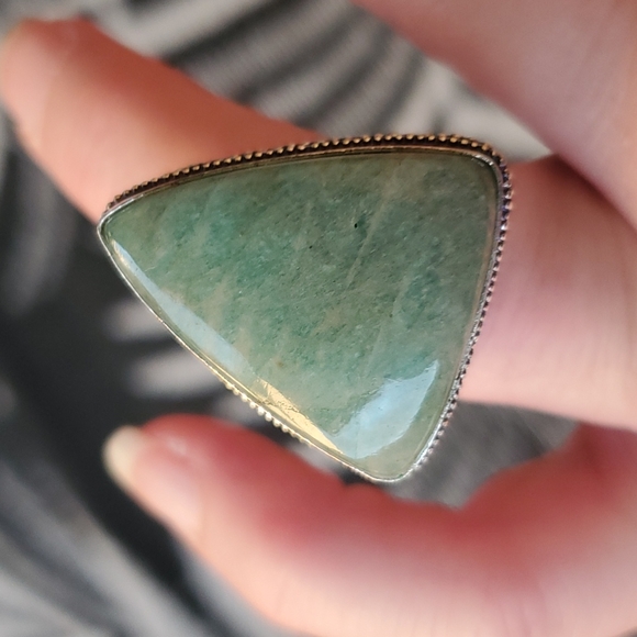 New Amazonite 925 Silver Triangle Ring. - Picture 5 of 16